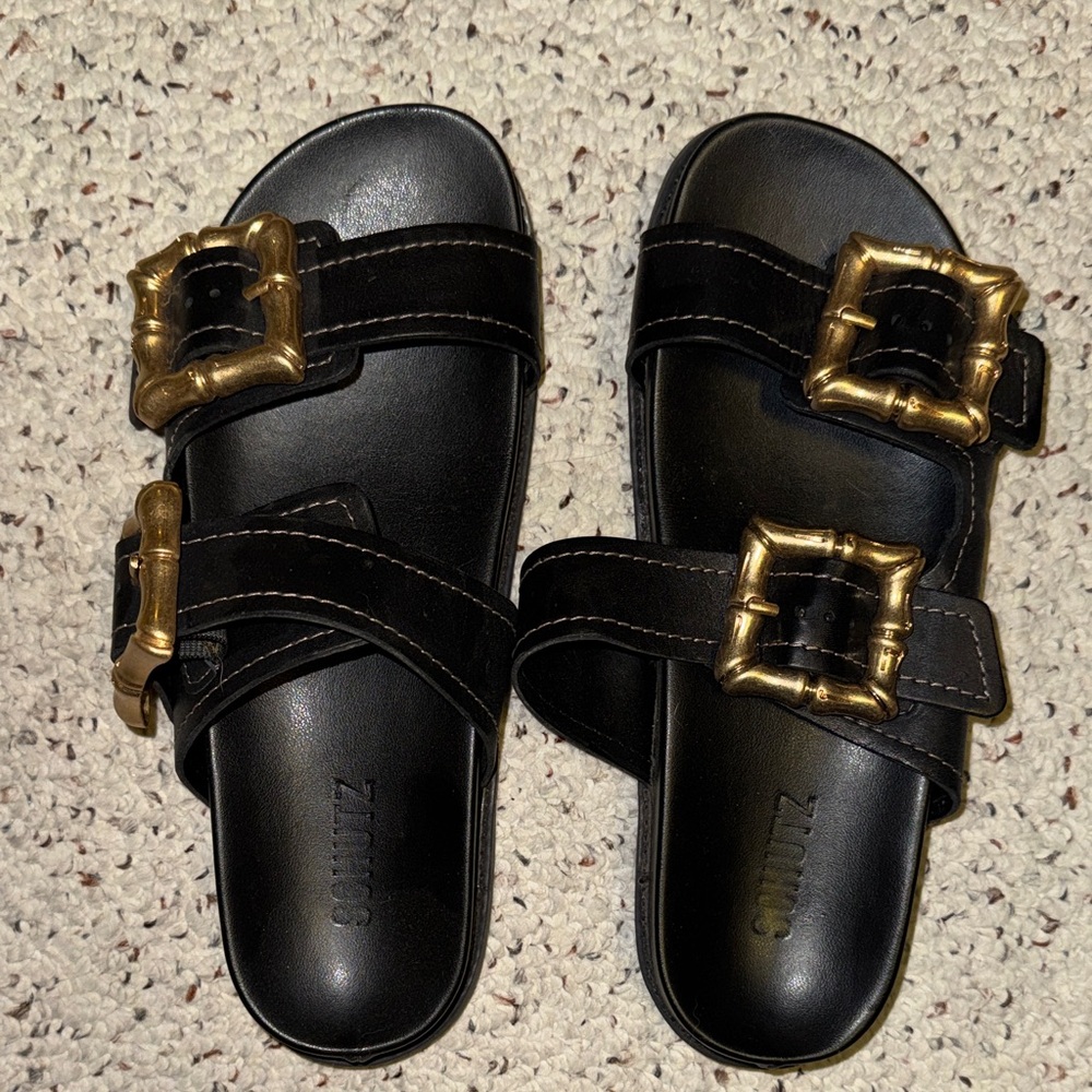 Schutz Enola Sporty black leather sandals